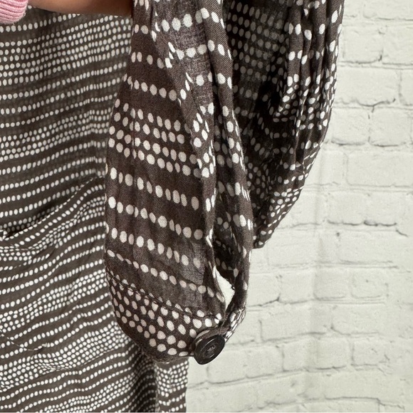 Bella Dahl Brown and Cream Polka Dot Casual Button Down Shirt Size Large - Picture 7 of 8